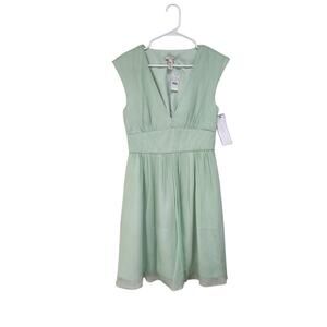 J.Crew Pleated Sleeveless Fit & Flare Dress With Pockets Lime Green Size 4